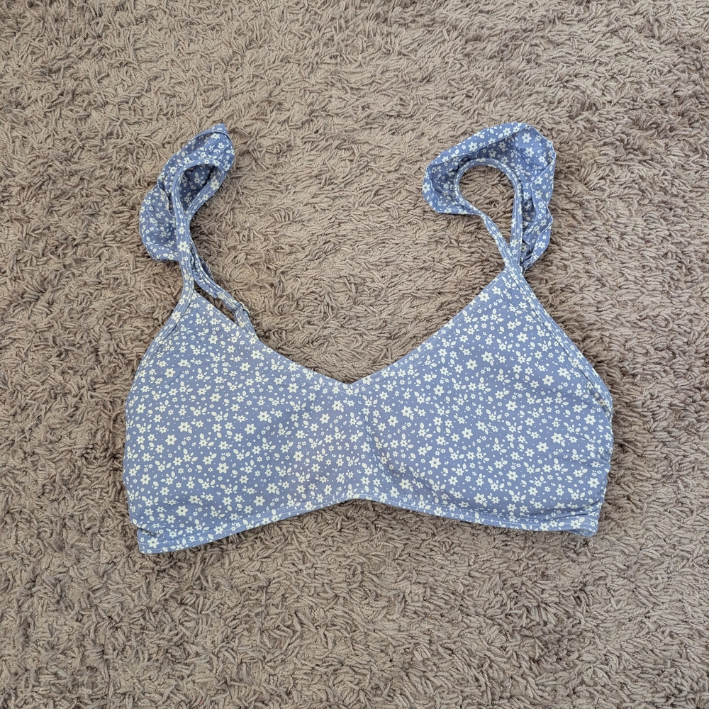 Blue Floral Kingdom And State Swimsuit Top Size Medium